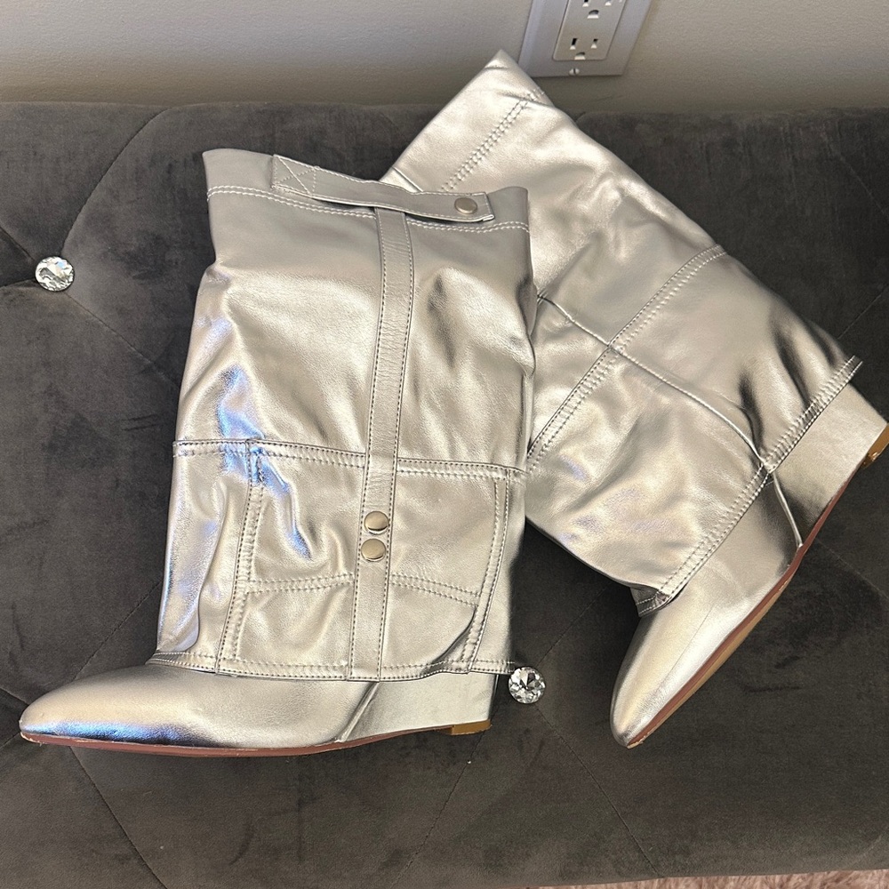 Silver Knee-High Boots
